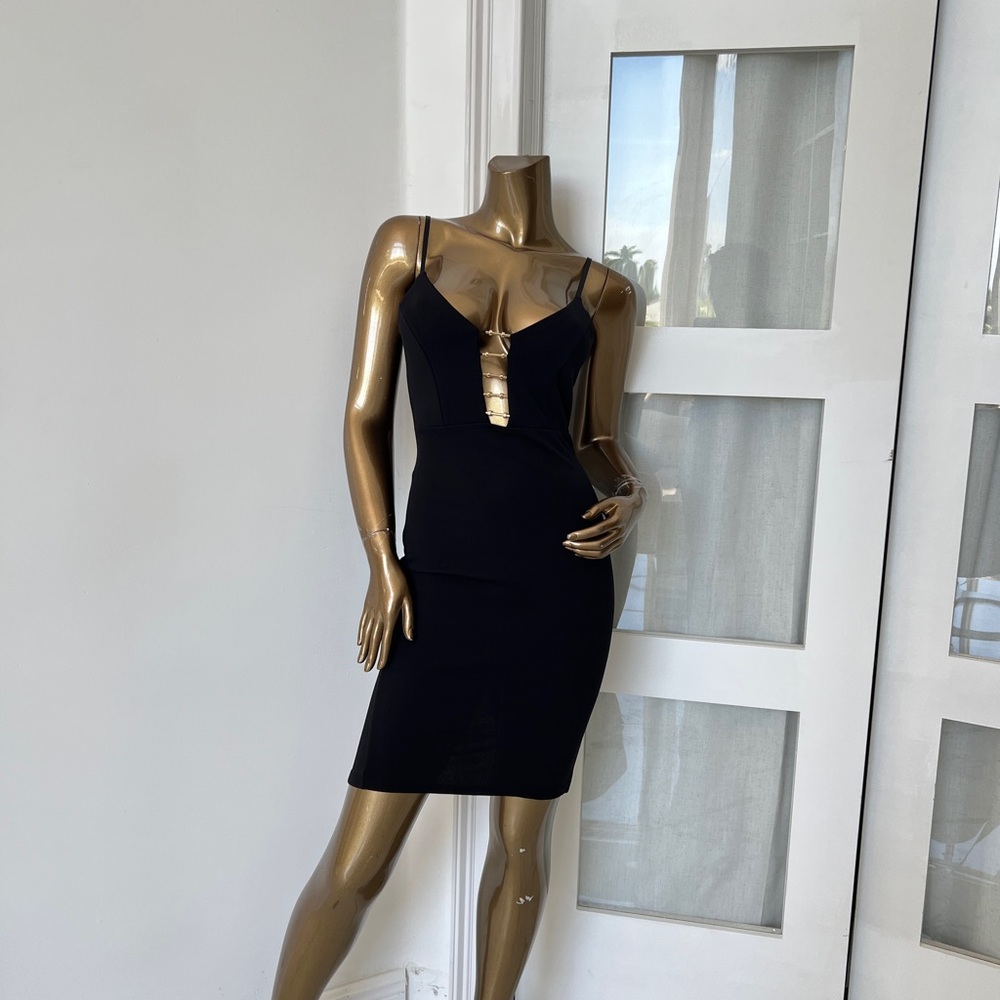 Chic Black Spaghetti Strap Mini Dress